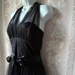 Frederick's of Hollywood Women's Vintage Glamorous Black Halter Dress